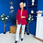 Ciara Ruched Sleeve Blazer Wine