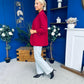 Ciara Ruched Sleeve Blazer Wine