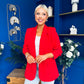 Ciara Ruched Sleeve Blazer Red