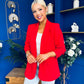Ciara Ruched Sleeve Blazer Red
