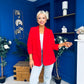Ciara Ruched Sleeve Blazer Red