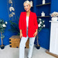 Ciara Ruched Sleeve Blazer Red