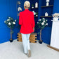 Ciara Ruched Sleeve Blazer Red