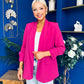 Ciara Ruched Sleeve Blazer Berry