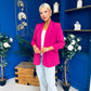 Ciara Ruched Sleeve Blazer Berry
