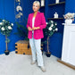 Ciara Ruched Sleeve Blazer Berry
