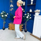 Ciara Ruched Sleeve Blazer Berry