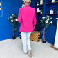 Ciara Ruched Sleeve Blazer Berry