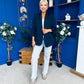 Ciara Ruched Sleeve Blazer Navy