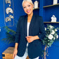 Ciara Ruched Sleeve Blazer Navy
