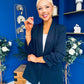 Ciara Ruched Sleeve Blazer Navy