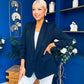 Ciara Ruched Sleeve Blazer Navy