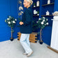 Ciara Ruched Sleeve Blazer Navy