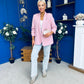 Ciara Ruched Sleeve Blazer Blush