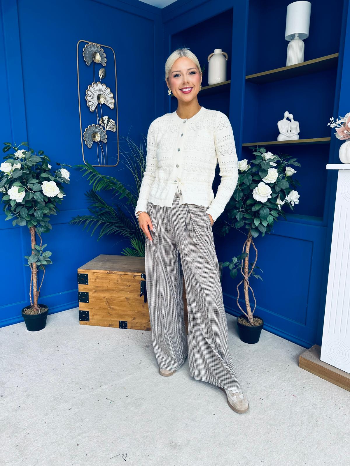 Olivia Wide Leg Trouser Check