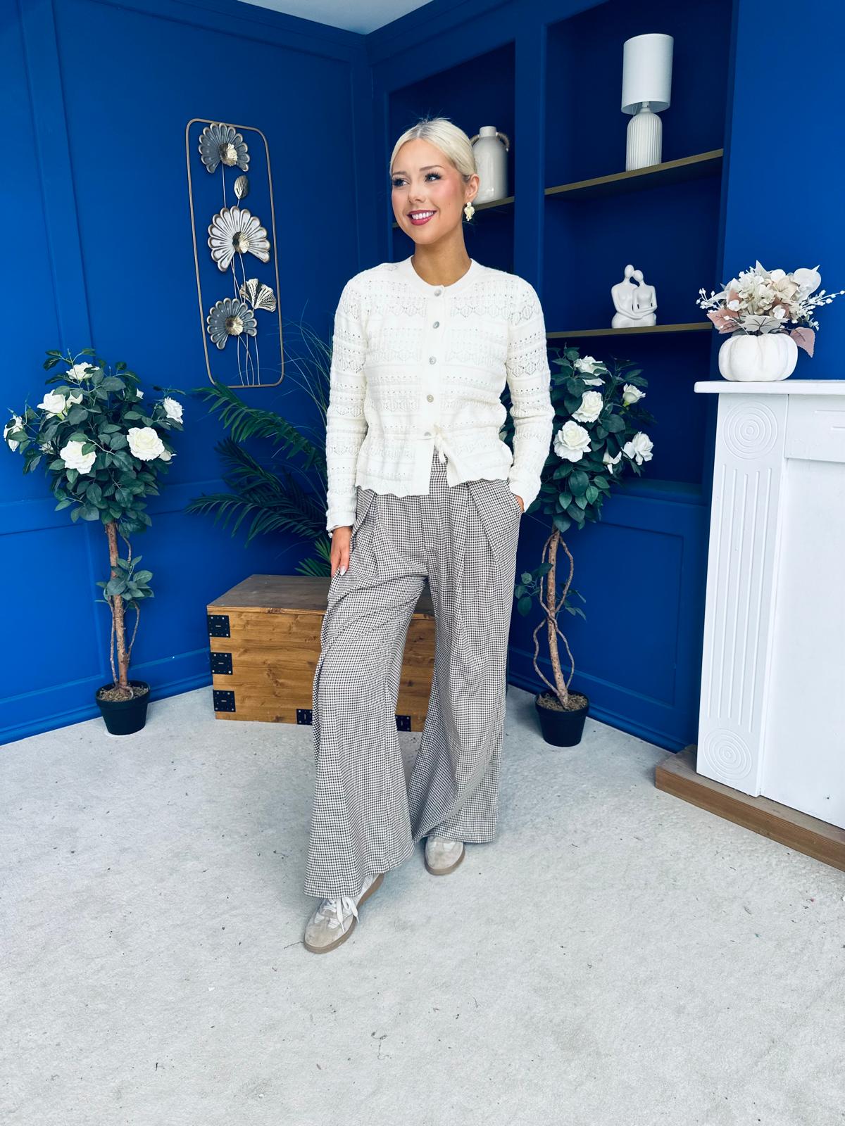 Olivia Wide Leg Trouser Check
