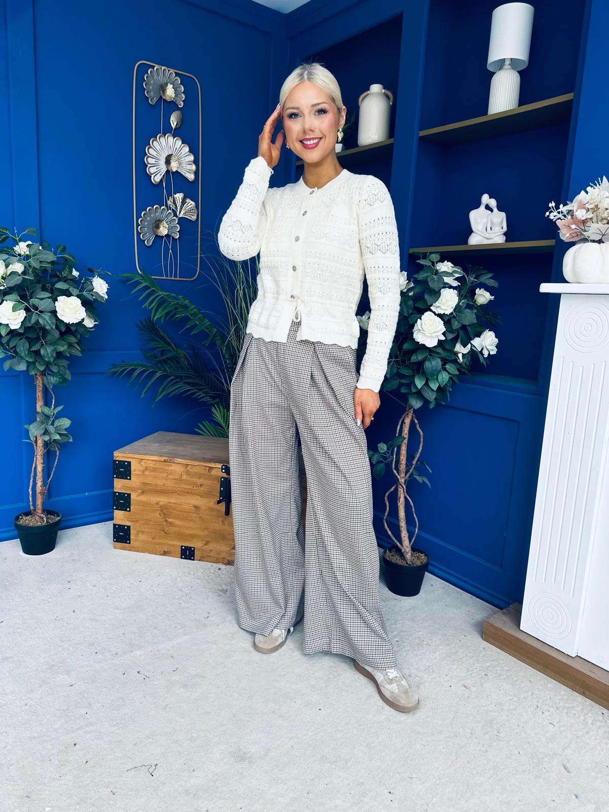 Olivia Wide Leg Trouser Check