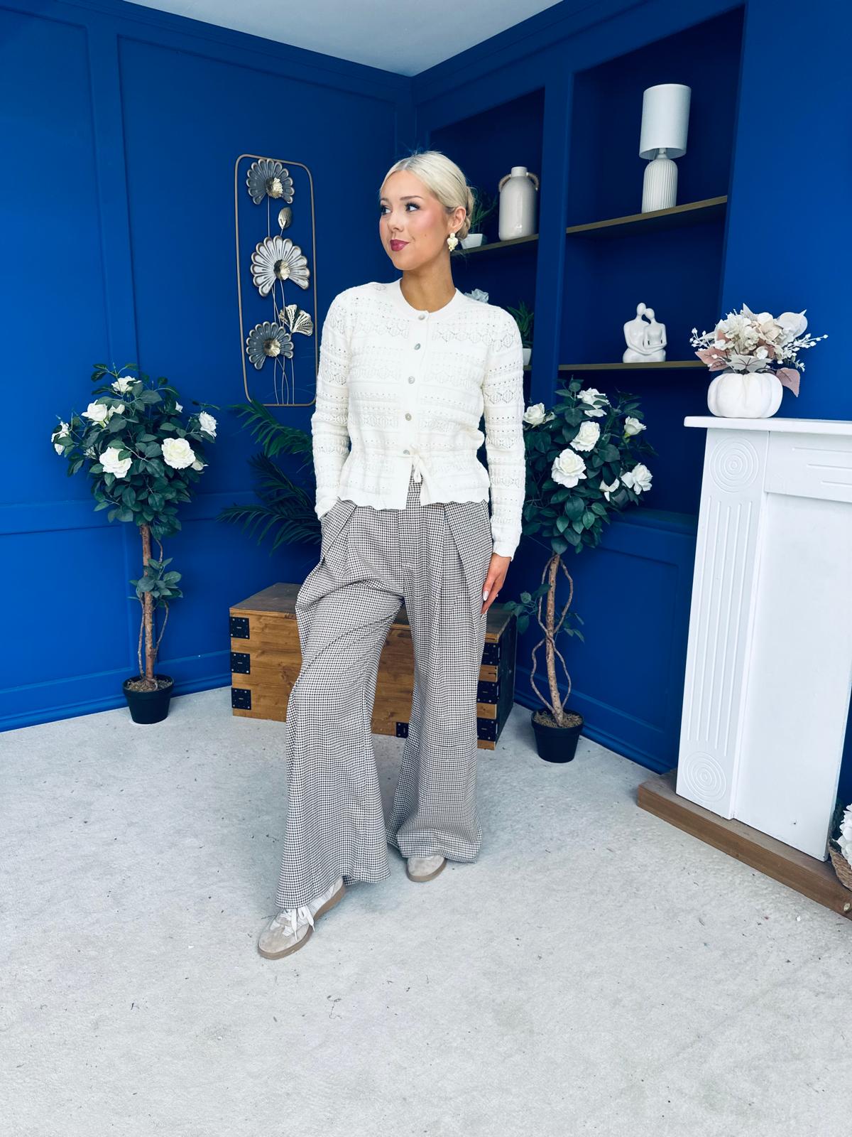 Olivia Wide Leg Trouser Check
