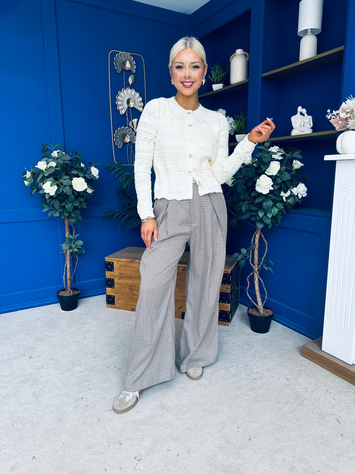Olivia Wide Leg Trouser Check