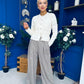 Olivia Wide Leg Trouser Check
