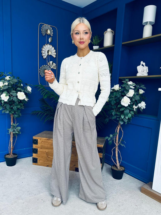 Olivia Wide Leg Trouser Check