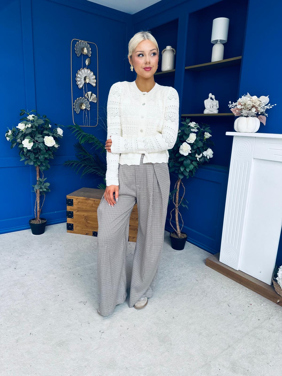 Bianca Detailed Light Knit Cardi Cream
