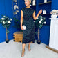 Serina Polka Dot Lace Trim Midi Dress Black