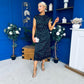 Serina Polka Dot Lace Trim Midi Dress Black