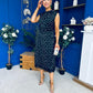 Serina Polka Dot Lace Trim Midi Dress Black