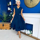 Annette Gold Buckle Detail Midi Dress Navy