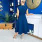 Annette Gold Buckle Detail Midi Dress Navy