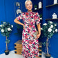 Kirsty Ruffle Hem Midi Dress Pink Leopard