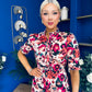 Kirsty Ruffle Hem Midi Dress Pink Leopard