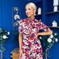 Kirsty Ruffle Hem Midi Dress Pink Leopard