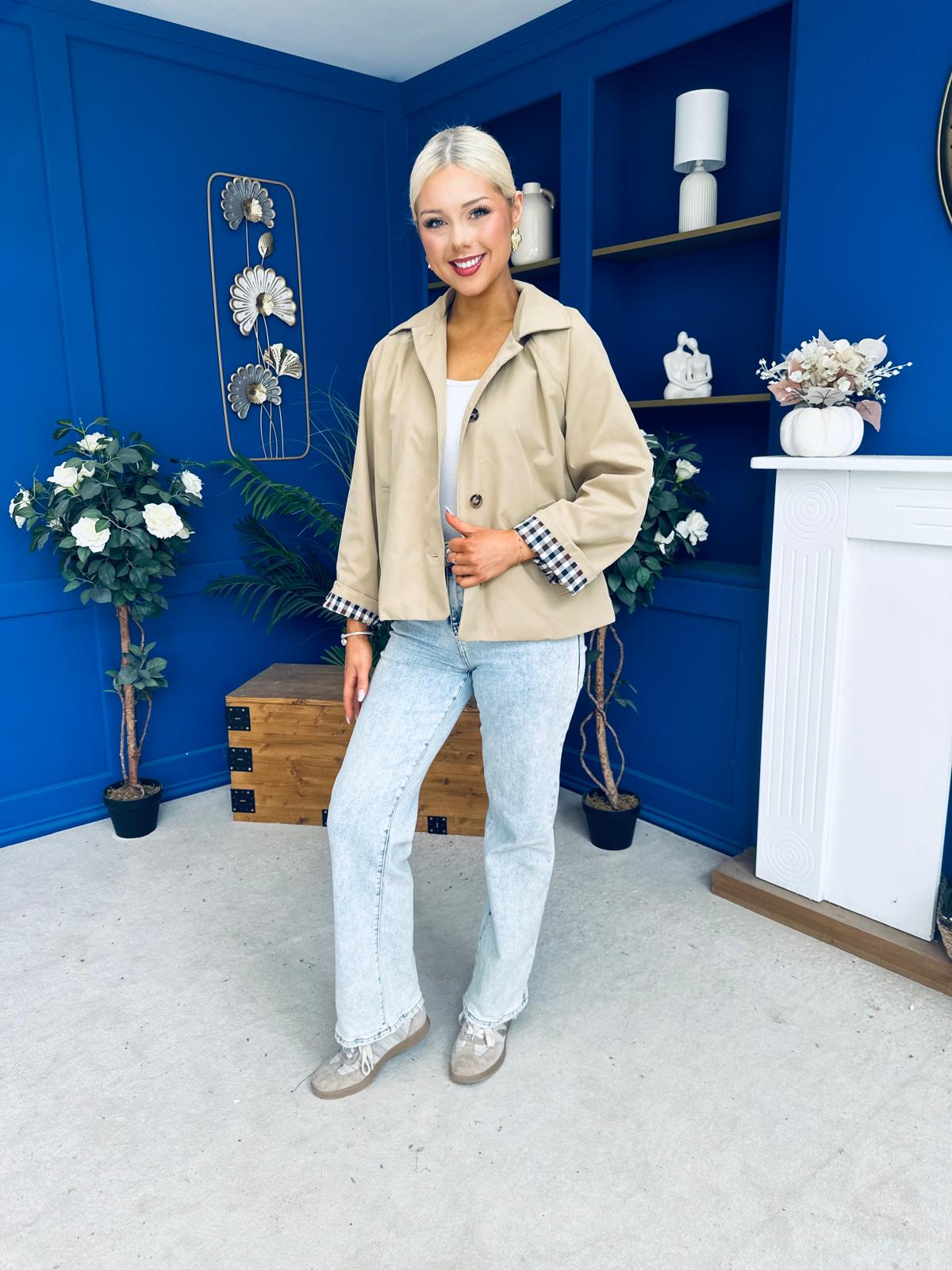 Miranda Button Detail Jacket Beige