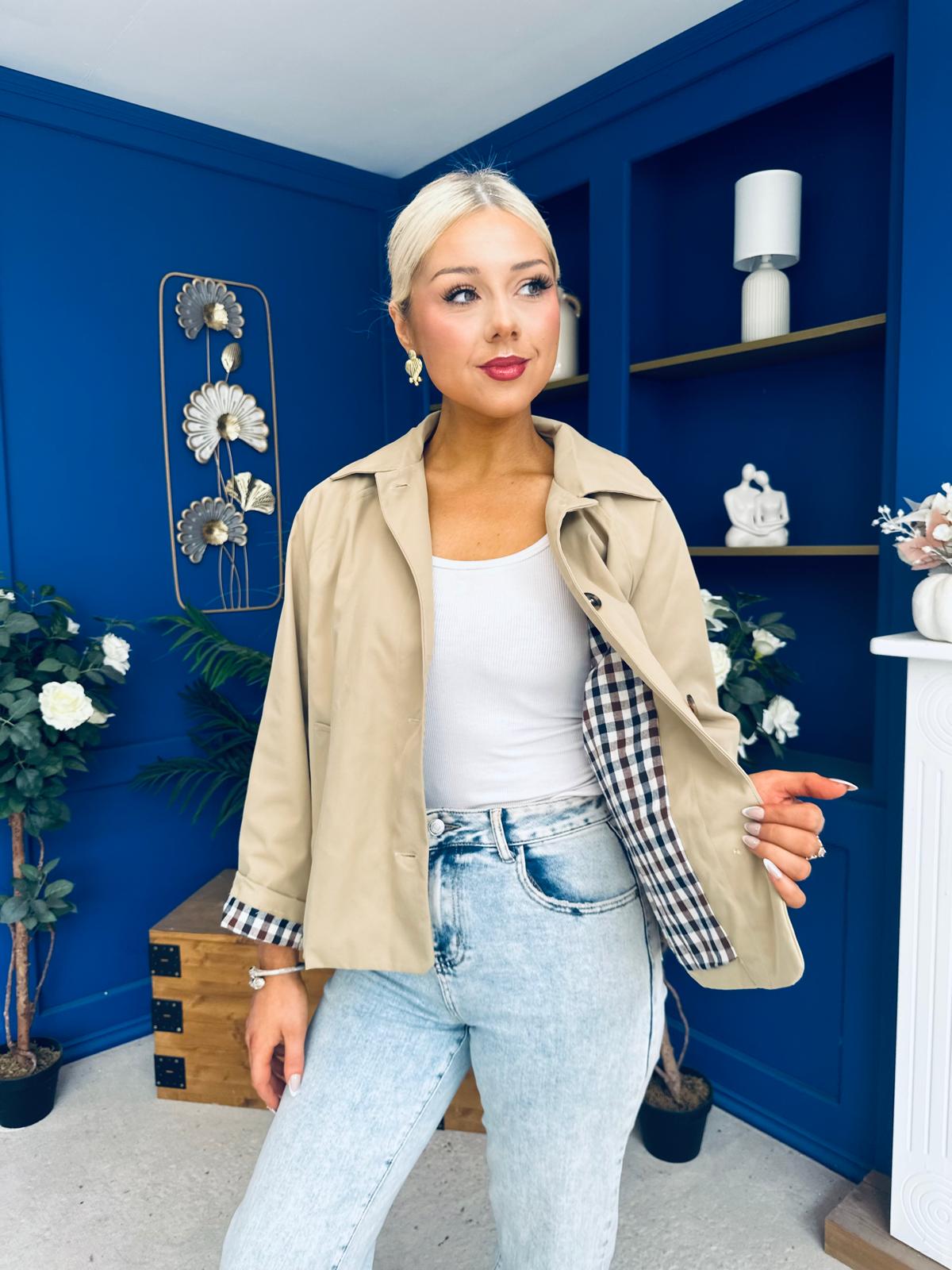 Miranda Button Detail Jacket Beige