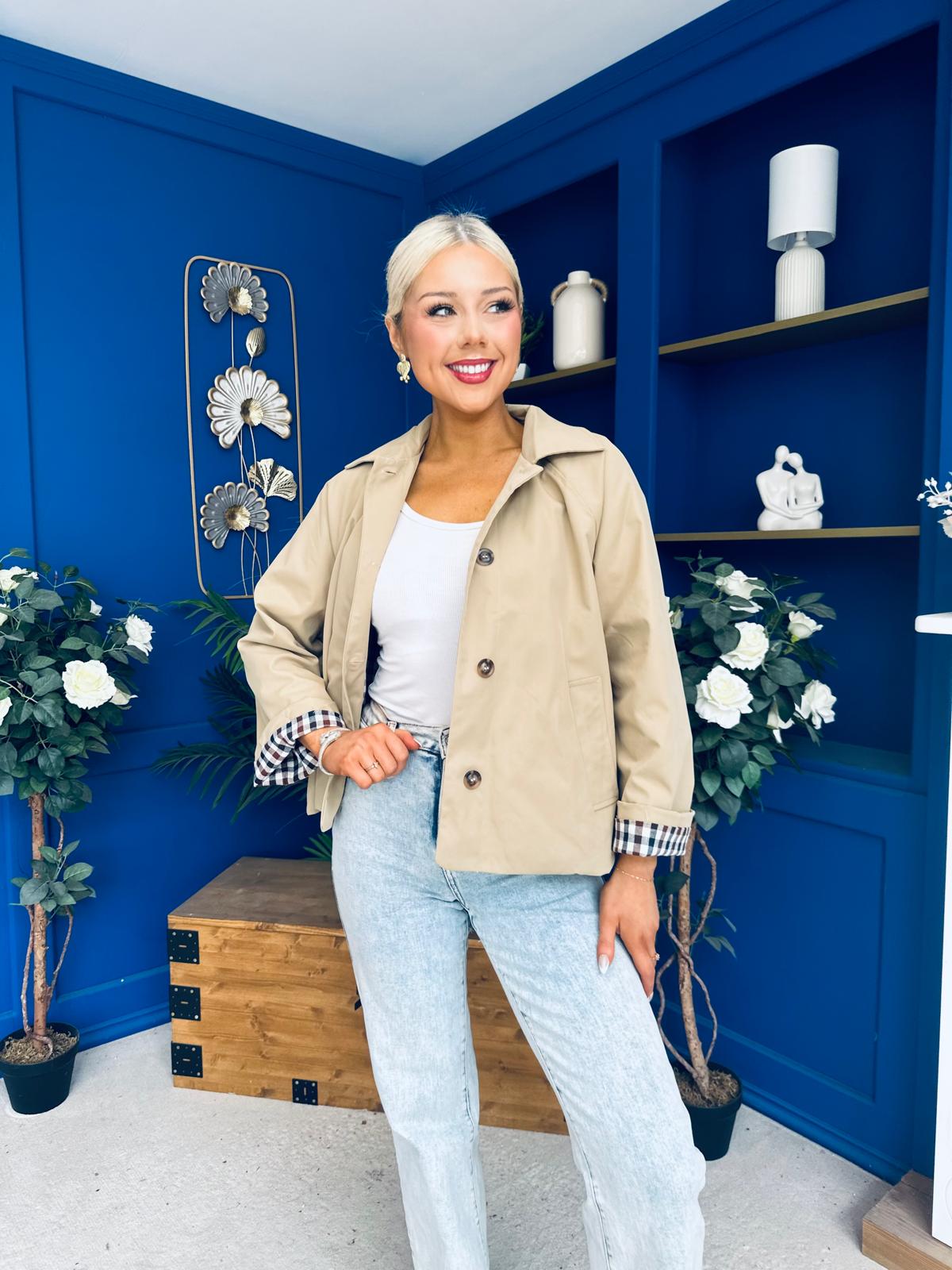 Miranda Button Detail Jacket Beige
