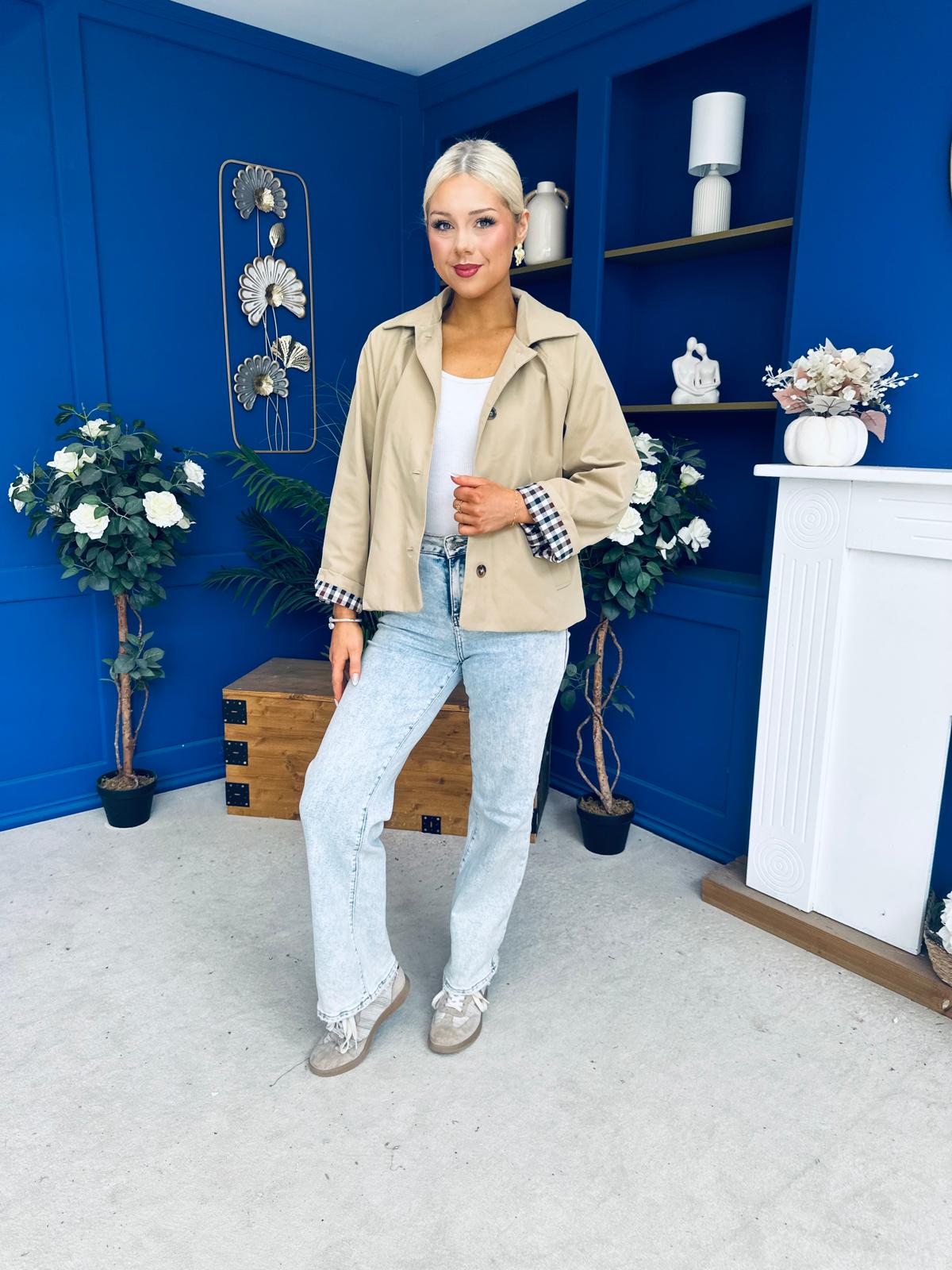 Miranda Button Detail Jacket Beige