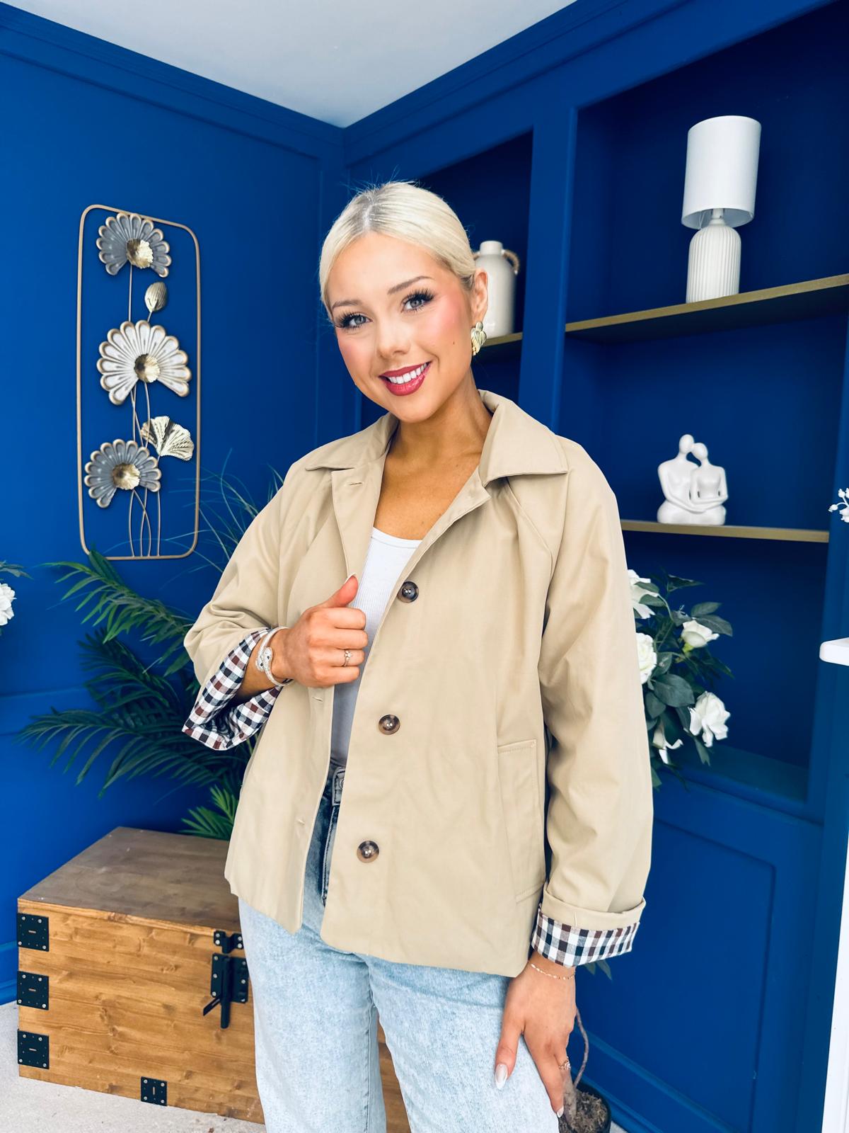 Miranda Button Detail Jacket Beige