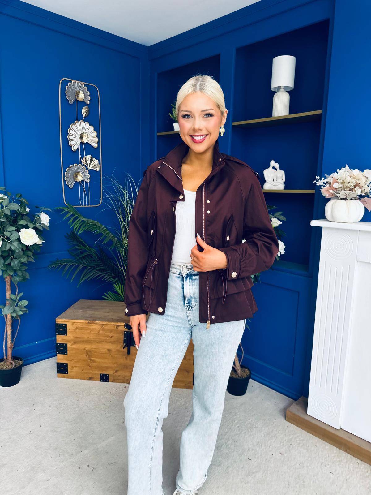 Stephanie Gold Detailed Jacket Burgundy