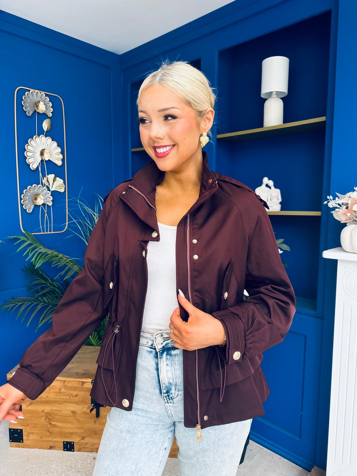 Stephanie Gold Detailed Jacket Burgundy