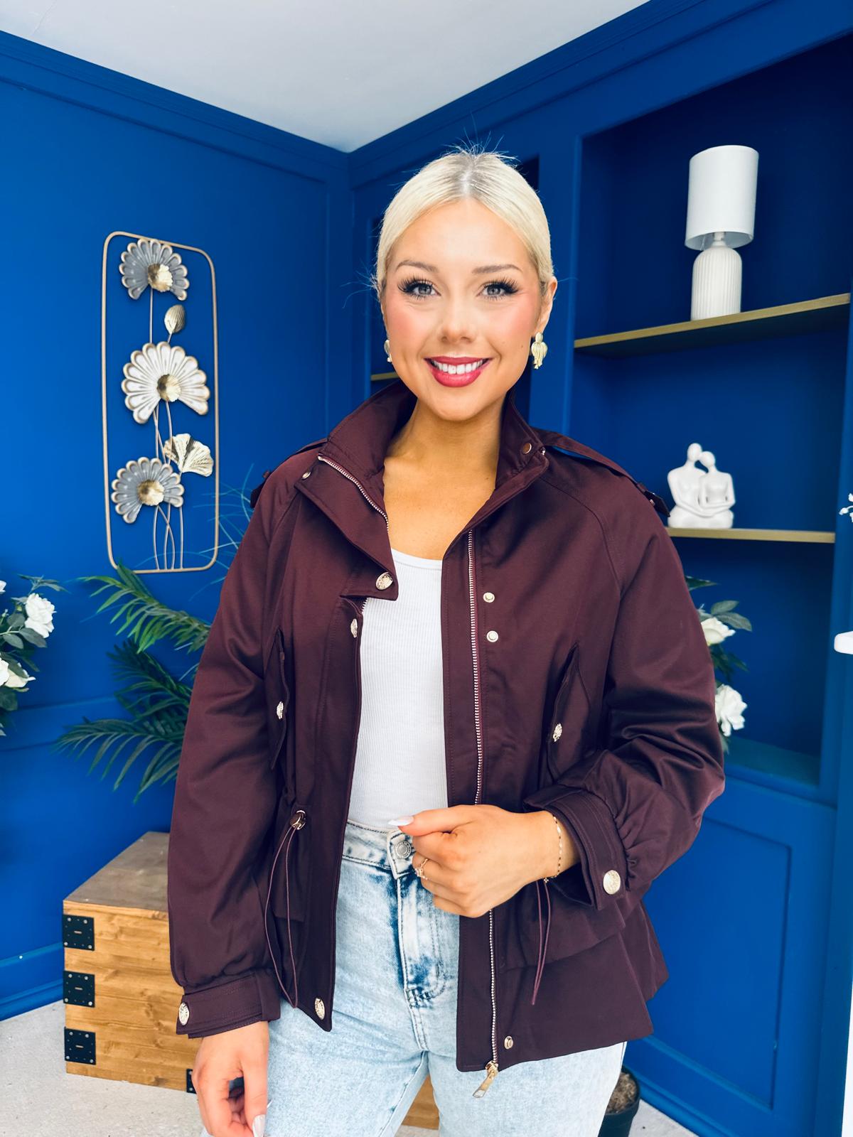 Stephanie Gold Detailed Jacket Burgundy