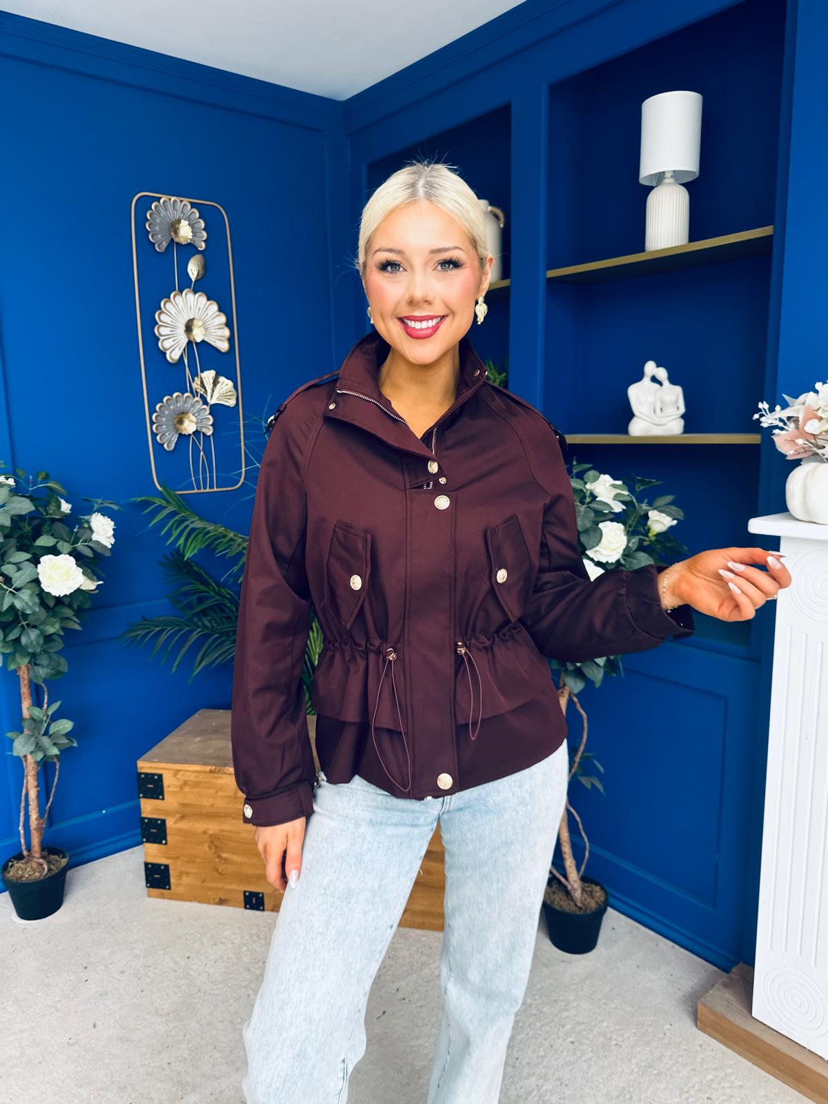 Stephanie Gold Detailed Jacket Burgundy