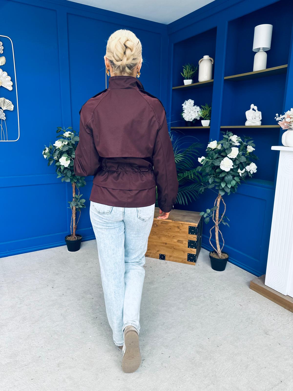 Stephanie Gold Detailed Jacket Burgundy