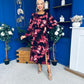 Cheryl Smocked Midi Dress Marble Wine