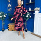 Cheryl Smocked Midi Dress Marble Wine