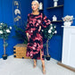 Cheryl Smocked Midi Dress Marble Wine