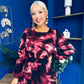 Cheryl Smocked Midi Dress Marble Wine