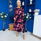 Cheryl Smocked Midi Dress Marble Wine