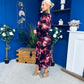 Cheryl Smocked Midi Dress Marble Wine